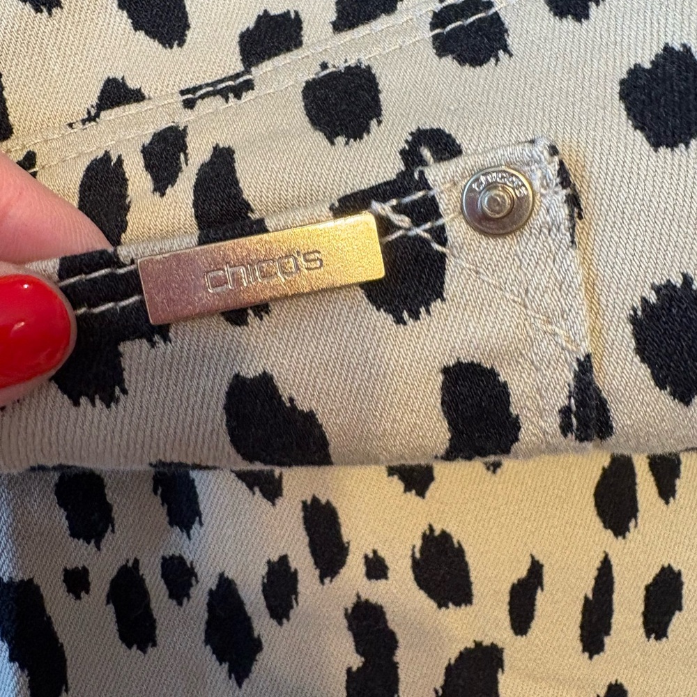 Chico's Black and Cream Animal Print Pants - Picture 7 of 9
